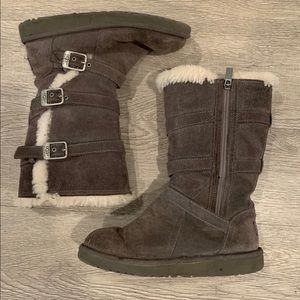 UGG Maddi Sn Brown Buckle Suade Boots Size 4